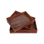 Wooden Serving Tray Set With Handles Wood Serving Trays For Tea Coffee Food Platter Household Kitchen Multipurpose Use