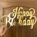 Acrylic Mirror Happy Birthday Sign Wall Or Furniture Decoration Sticker