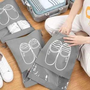 Shoe Storage Bag Dust-proof Waterproof Transparent Non Woven Fabric Shoe Tote Drawstring Packaging Organizer