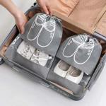 Shoe Storage Bag Dust-proof Waterproof Transparent Non Woven Fabric Shoe Tote Drawstring Packaging Organizer