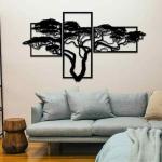 3 Pec Set Tree Wall Art Mdf Material Black Color