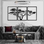 3 Pec Set Tree Wall Art Mdf Material Black Color