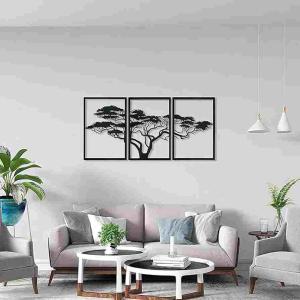 3 Pec Set Tree Wall Art Mdf Material Black Color