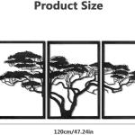 3 Pec Set Tree Wall Art Mdf Material Black Color