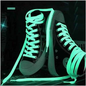 1 Pair Luminous Glow In The Dark Shoelaces For Boys Girls Fun Light Up Glow Strap Flash Shoe Laces (green Color)