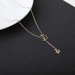 Simple And Elegant Moon Star Pendant Necklace Women Clavicle Chain Minimalist Design Necklace