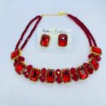 Premium Quality Stones Choker Necklace With Earrings Set