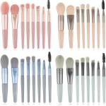 8pcs Travel Makeup Brush Kit Mini Cosmetic Brush For Face Foundation Blush Eye Shadow Wooden Handle (random Color)