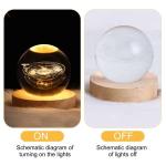 3d Solar System Crystal Ball Night Light With Wooden Base, Galaxy Clear Glass Ball Light (random Designs)