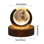 3d Solar System Crystal Ball Night Light With Wooden Base, Galaxy Clear Glass Ball Light (random Designs)