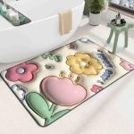 Absorbent Mat Flower Soft Diatom 3d Mud Floor Mat Bathroom Non-slip Rug (random Design