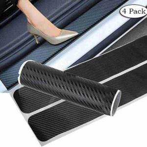 4 Pcs Car Door Sill Protector Universal 3d Carbon Fiber Scuff Protective Door Sill Cover Panel Sticker, Car Stickers, Stickers For Car