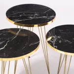 Home Essential Set Of 3 Coffee Table Golden (black)