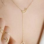 Simple And Elegant Moon Star Pendant Necklace Women Clavicle Chain Minimalist Design Necklace