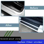 4 Pcs Car Door Sill Protector Universal 3d Carbon Fiber Scuff Protective Door Sill Cover Panel Sticker, Car Stickers, Stickers For Car