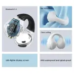 Ear Cuff Wireless Earbuds Bluetooth 5.3 With Earhooks Mini Bone Conduction Earcuffs Headphones Waterproof Cycling Earpiece Noise Sports Earphones (white