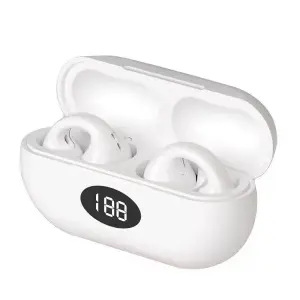 Ear Cuff Wireless Earbuds Bluetooth 5.3 With Earhooks Mini Bone Conduction Earcuffs Headphones Waterproof Cycling Earpiece Noise Sports Earphones (white