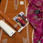 Dhanak 3-Piece Unstitched Suit with pashmina wool Shawl – Winter 2024 Hot Collection