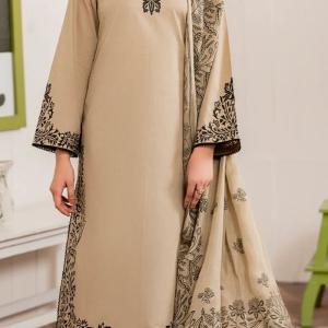 Dhanak 3-Piece Unstitched Suit with Embroidered Dhanak Shawl – Winter 2024 Hot Collection