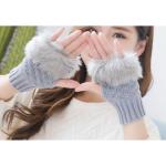 Winter Faux Rabbit Fur Fingerless Gloves for Women